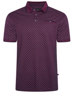 KAM Geo Print Polo Shirt Plum